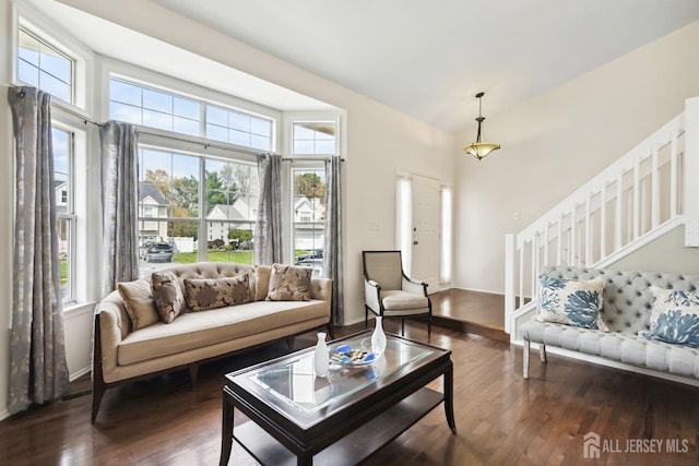 2 Honey Locust Ln, Howell, NJ 07731 - living area featuring healthy amount of natural light, stairway, and wood finished floors
