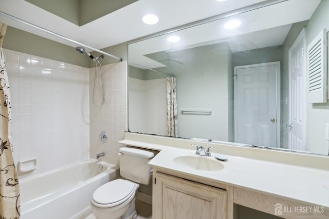 2 Honey Locust Ln, Howell, NJ 07731 - bathroom with shower / bath combo, vanity, and recessed lighting