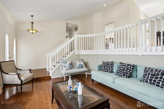 2 Honey Locust Ln, Howell, NJ 07731 - living area with wood finished floors, stairs, and recessed lighting