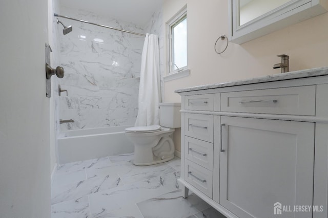14 Carriage Pl, Edison, NJ 08820 - full bath with vanity, shower / bath combo, and marble look tile flooring