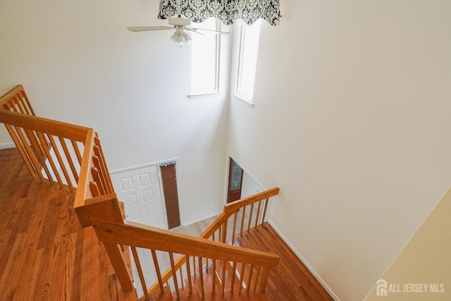 14 Carriage Pl, Edison, NJ 08820 - staircase with wood finished floors and a ceiling fan