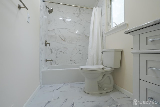 14 Carriage Pl, Edison, NJ 08820 - bathroom featuring shower / bath combo with shower curtain and marble finish floors