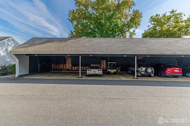 view of covered parking lot