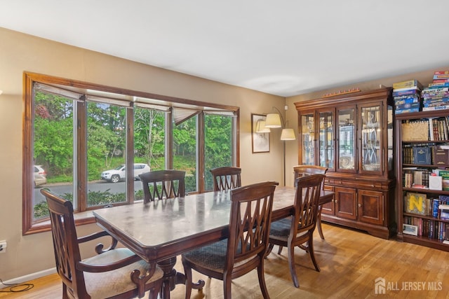 dining space featuring plenty of natural light and light wood-style floors
