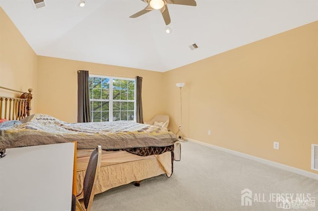 65 Cortland Dr, East Brunswick, NJ 08816 - carpeted bedroom with vaulted ceiling and ceiling fan