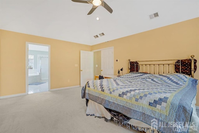 65 Cortland Dr, East Brunswick, NJ 08816 - bedroom with carpet flooring, vaulted ceiling, ceiling fan, and ensuite bathroom