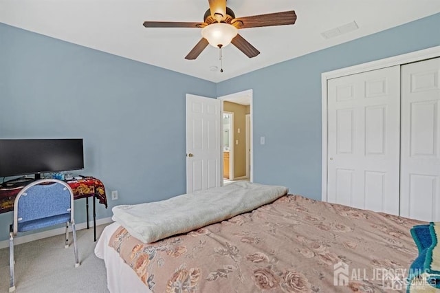 65 Cortland Dr, East Brunswick, NJ 08816 - carpeted bedroom featuring a closet and a ceiling fan
