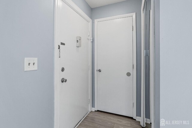 entryway with light hardwood / wood-style flooring