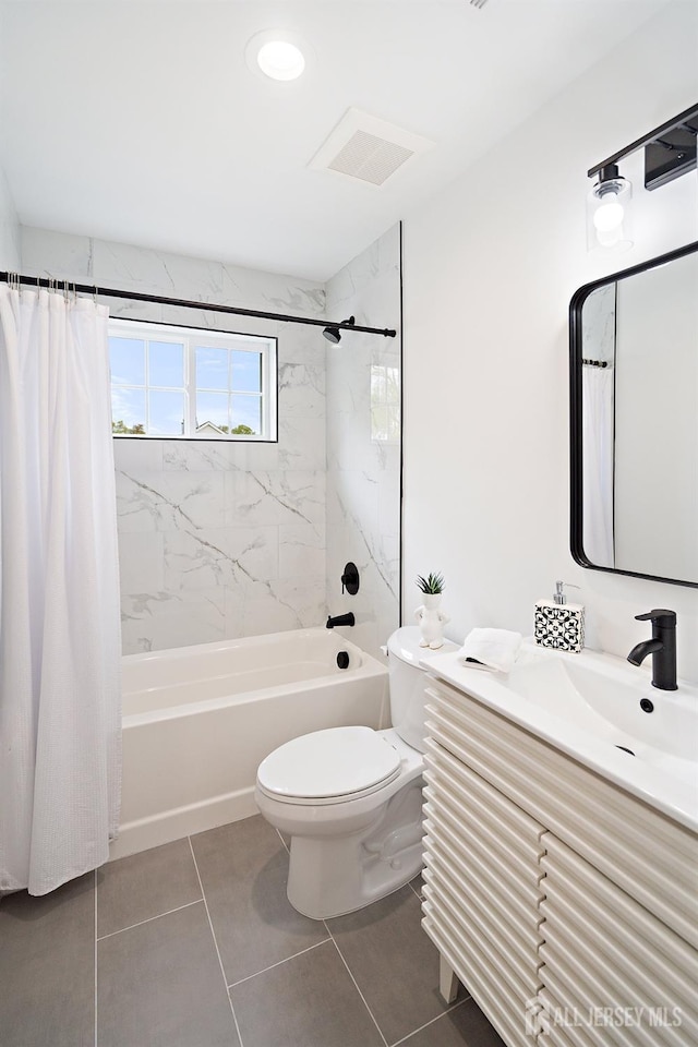695 Inman Ave, Colonia, NJ 07067 - bathroom with vanity, shower / bath combo with shower curtain, and tile patterned flooring