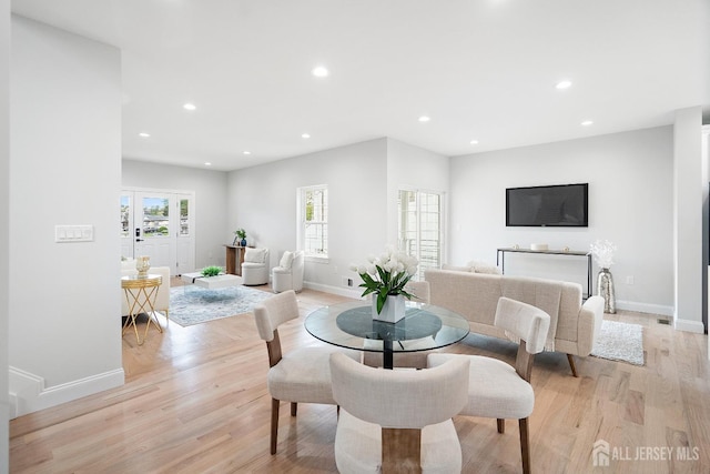 695 Inman Ave, Colonia, NJ 07067 - dining space featuring light wood-style flooring and recessed lighting