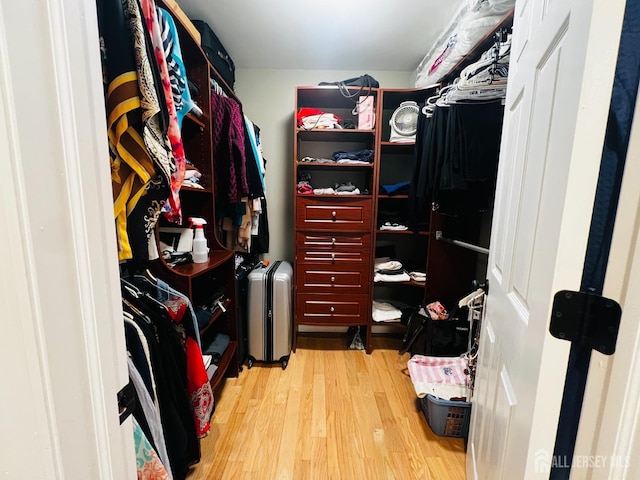 walk in closet featuring light wood-type flooring