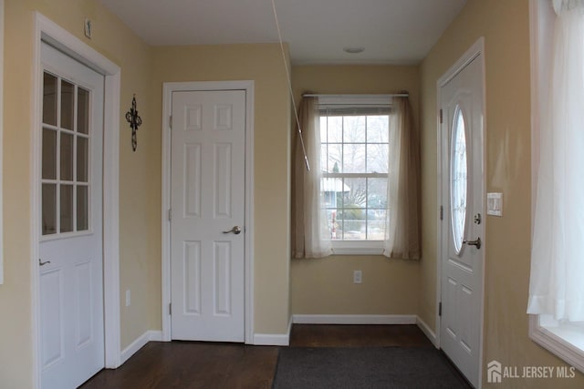 foyer with dark hardwood / wood-style flooring