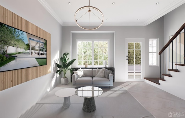 interior space featuring crown molding