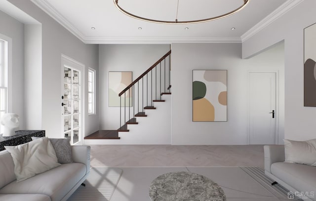 interior space with crown molding