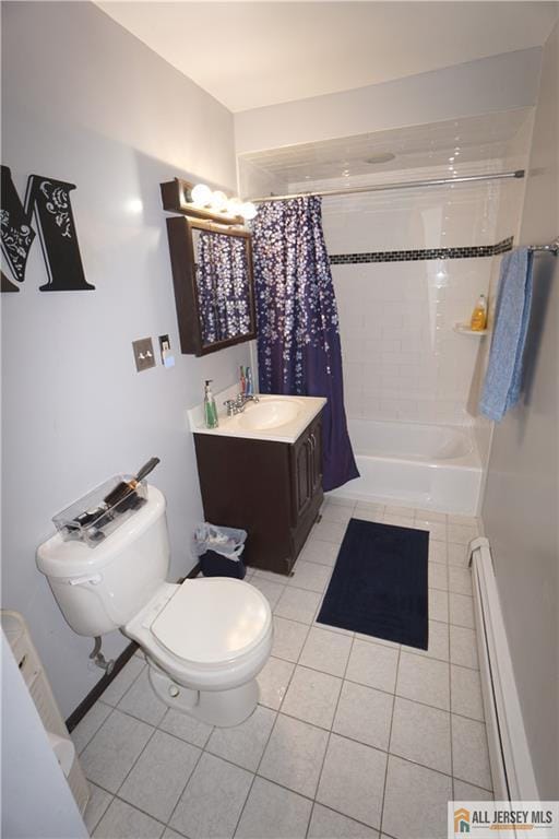 313 Demorest Ave, Avenel, NJ 07001 - full bathroom with tile patterned floors, vanity, and shower / tub combo with curtain