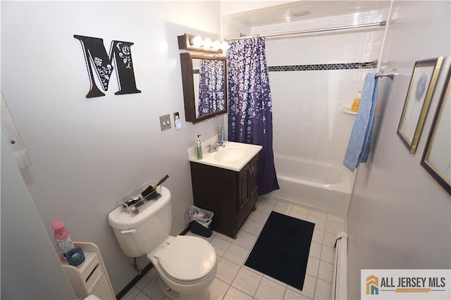 313 Demorest Ave, Avenel, NJ 07001 - full bath featuring tile patterned floors, vanity, and shower / bath combo with shower curtain