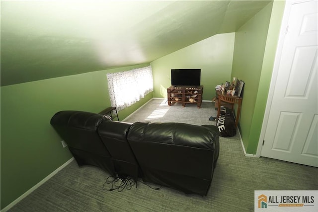 313 Demorest Ave, Avenel, NJ 07001 - carpeted living room featuring vaulted ceiling and baseboards