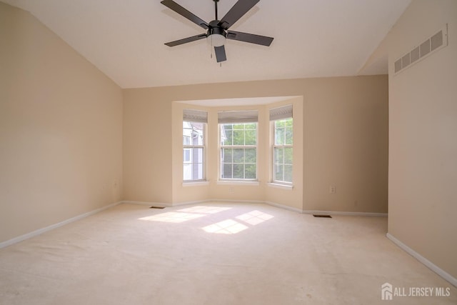85 W Shrewsbury Pl, Princeton, NJ 08540 - empty room with lofted ceiling, light carpet, a ceiling fan, and baseboards