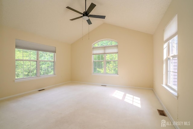 85 W Shrewsbury Pl, Princeton, NJ 08540 - spare room with carpet flooring, vaulted ceiling, baseboards, and ceiling fan
