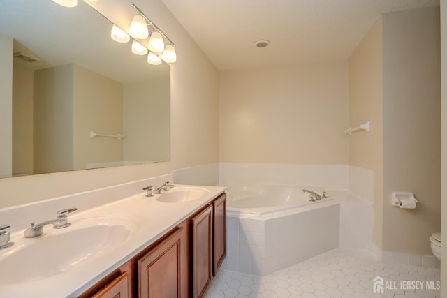 85 W Shrewsbury Pl, Princeton, NJ 08540 - full bath featuring a garden tub, tile patterned floors, toilet, and double vanity