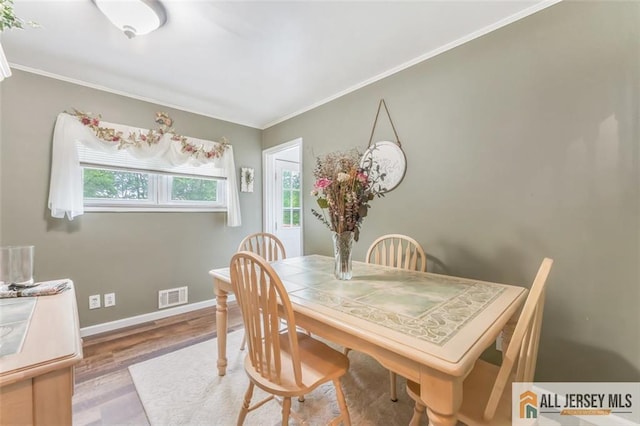 111 E 5th Ave, Port Reading, NJ 07064 - dining area with wood finished floors, crown molding, and baseboards