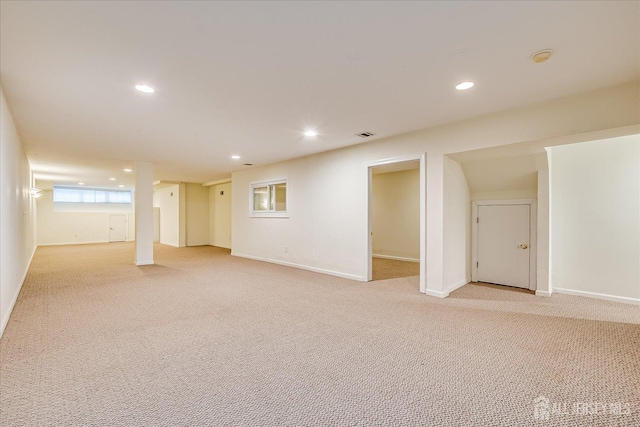78 Central Ave Unit 49, Metuchen, NJ 08840 - below grade area with light colored carpet, recessed lighting, and baseboards