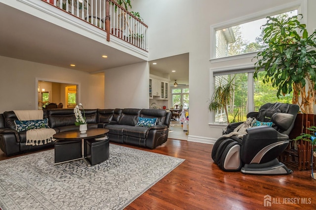 5 Ramapo Ct, Colts Neck, NJ 07722 - living area featuring wood finished floors and a high ceiling