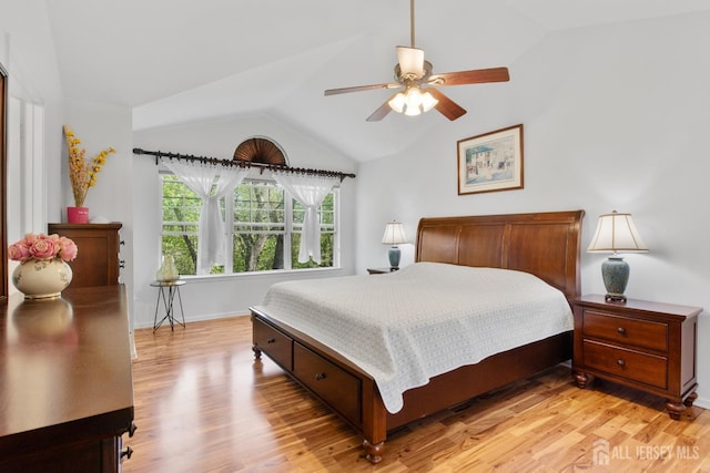 16 Exeter Pass, Colts Neck, NJ 07722 - bedroom featuring lofted ceiling, light wood-style floors, baseboards, and ceiling fan