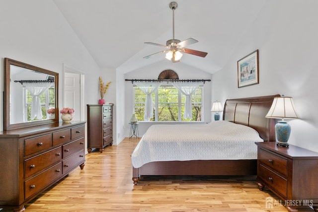 16 Exeter Pass, Colts Neck, NJ 07722 - bedroom with lofted ceiling, light wood-style flooring, and a ceiling fan
