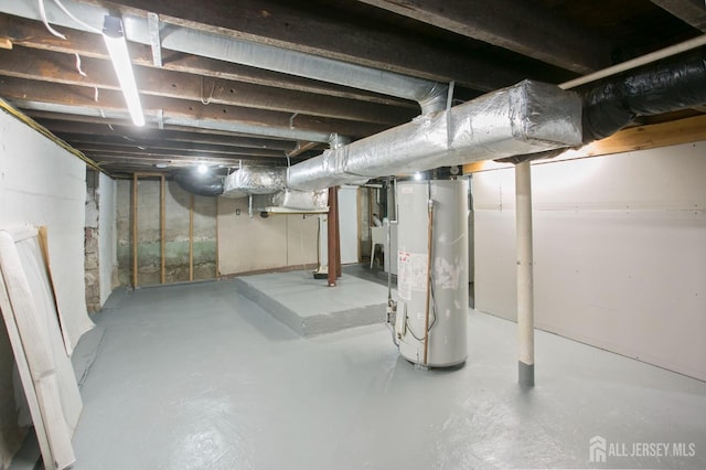 unfinished below grade area with water heater