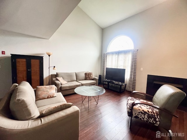 832 Edpas Rd, New Brunswick, NJ 08901 - living area with wood finished floors and high vaulted ceiling