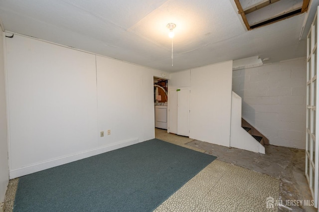 245 Newman St, Metuchen, NJ 08840 - spare room featuring washer / dryer and concrete block wall