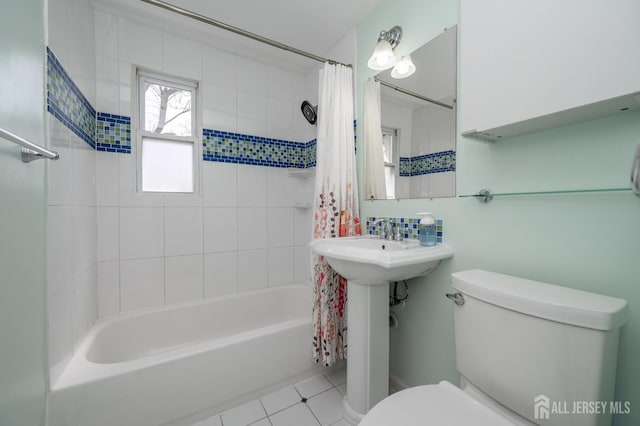245 Newman St, Metuchen, NJ 08840 - full bath featuring toilet, shower / tub combo, tile patterned flooring, and a sink