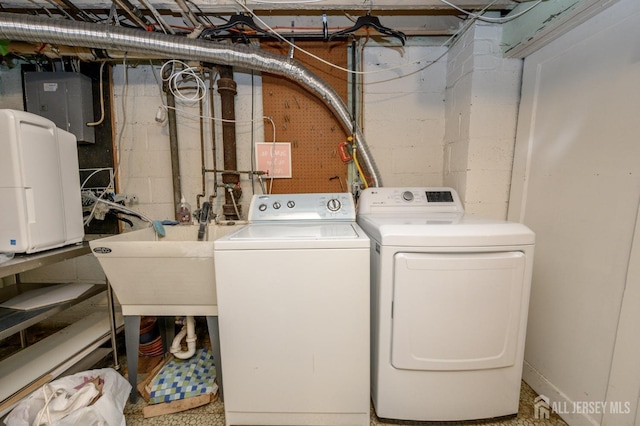 245 Newman St, Metuchen, NJ 08840 - washroom with washing machine and dryer and electric panel