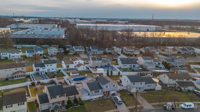 view of aerial view at dusk