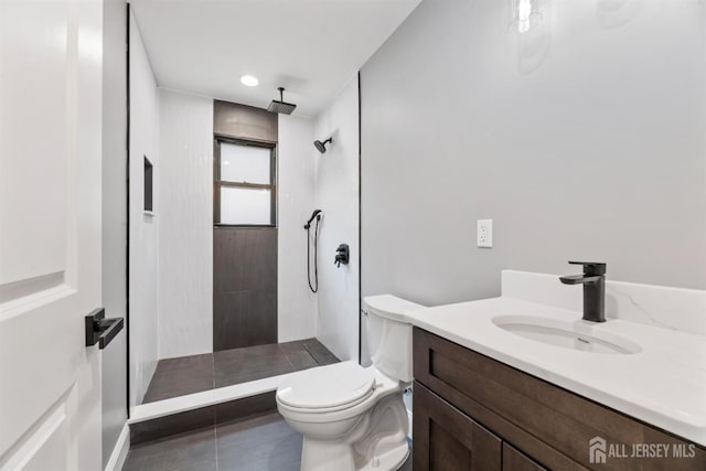 13 Lauretta Dr, East Brunswick, NJ 08816 - full bathroom with a tile shower, vanity, and tile patterned flooring