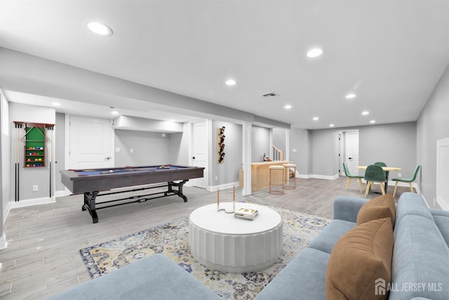 13 Lauretta Dr, East Brunswick, NJ 08816 - recreation room with pool table, light wood finished floors, and recessed lighting