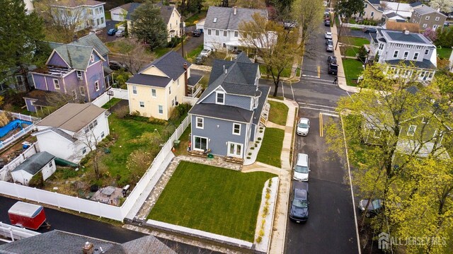 aerial view with a residential view