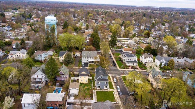 aerial view with a residential view
