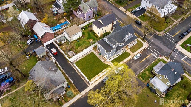 aerial view with a residential view