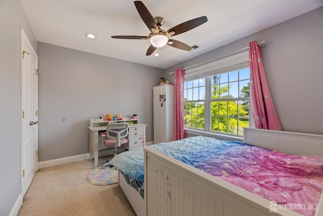 32 Cinder Rd Unit 22, Edison, NJ 08820 - bedroom with light colored carpet, recessed lighting, and a ceiling fan