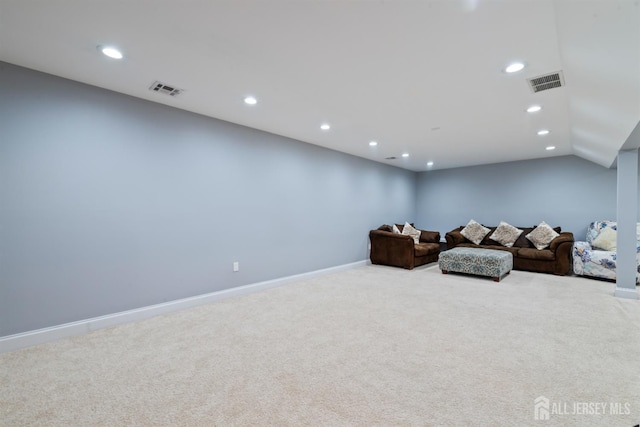 32 Cinder Rd Unit 22, Edison, NJ 08820 - living area with carpet flooring, recessed lighting, and vaulted ceiling