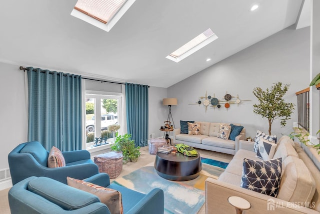42 Ridge Rd, Edison, NJ 08817 - living room with a skylight, lofted ceiling, and recessed lighting