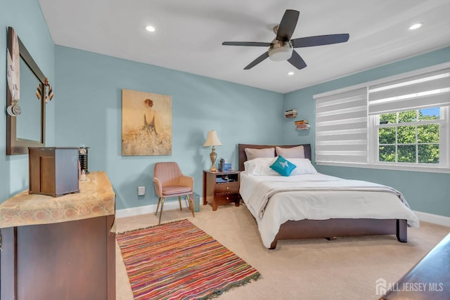 42 Ridge Rd, Edison, NJ 08817 - bedroom featuring baseboards, recessed lighting, ceiling fan, and carpet