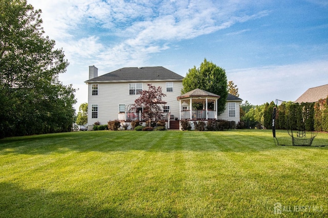 29 Mitchell Dr, Monroe, NJ 08831 - rear view of house featuring a gazebo, a chimney, and a lawn