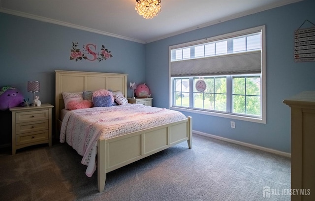 29 Mitchell Dr, Monroe, NJ 08831 - bedroom featuring carpet, crown molding, and a chandelier