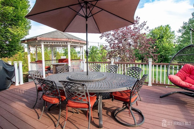 29 Mitchell Dr, Monroe, NJ 08831 - wooden terrace featuring a gazebo, outdoor dining space, and area for grilling