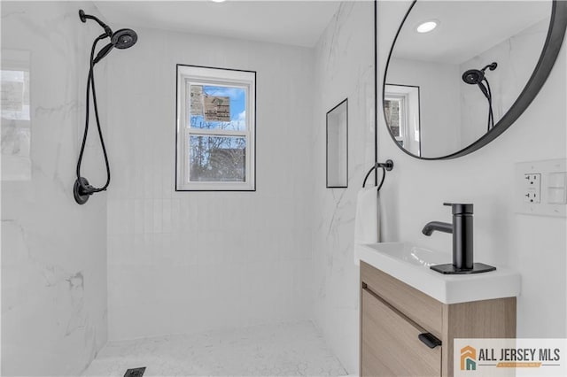 8 1st St, Sayreville, NJ 08872 - bathroom featuring a marble finish shower and vanity
