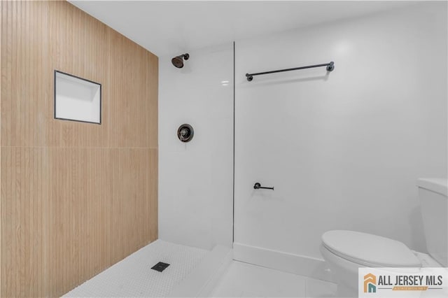 8 1st St, Sayreville, NJ 08872 - full bathroom with toilet, a tile shower, and tile patterned flooring