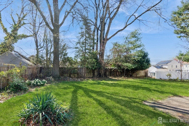 view of yard featuring a fenced backyard